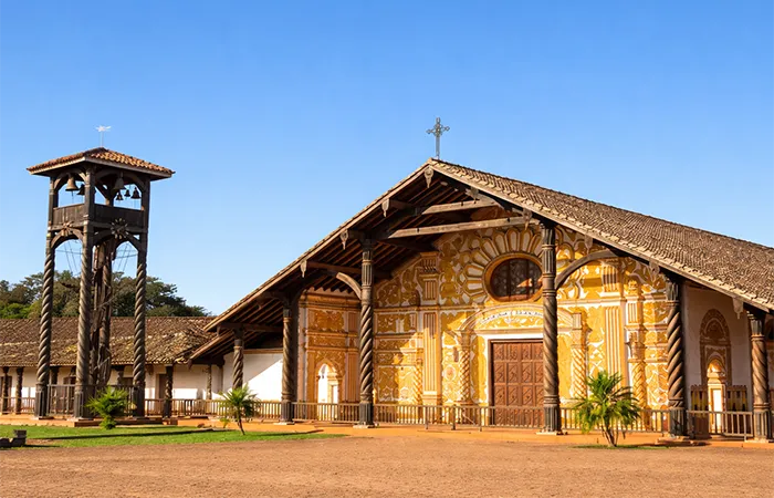 Jesuit Missions of the Chiquitania with historic wooden church in eastern Bolivia