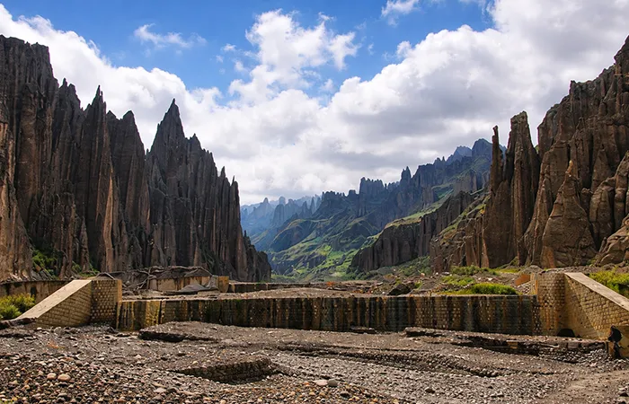 Dramatic rock formations in the Valle de las Ánimas near La Paz