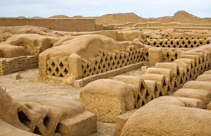 Adobe city of Chan Chan near Trujillo, historic ruins of the Chimú culture